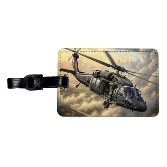 UH-60 Black Hawk US Helicopter Travel Faux Leather Luggage Tag