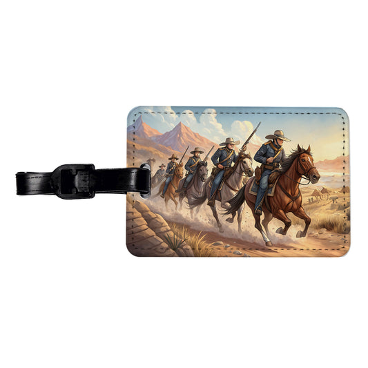 US Cavalry Charge Cowboy Western Old West Travel Faux Leather Luggage Tag