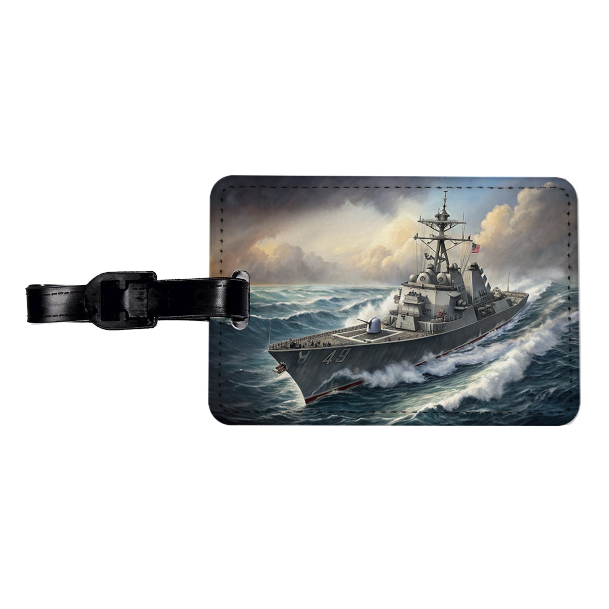 US Navy Destroyer Underway Travel Faux Leather Luggage Tag