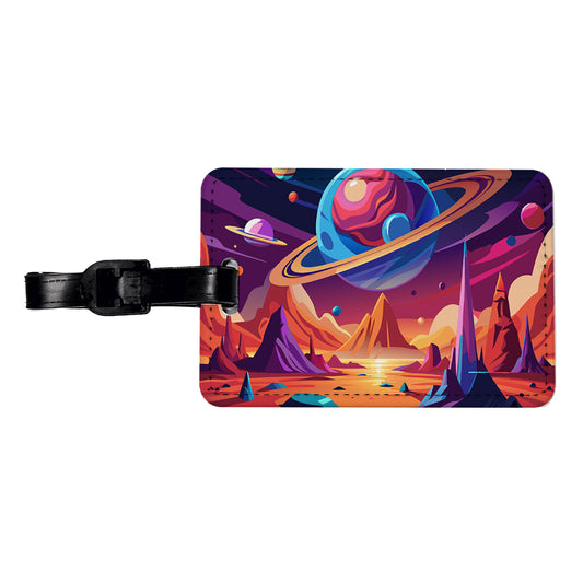 Vibrant Colored Sci-fi Hostile Alien Planet Travel Faux Leather Luggage Tag