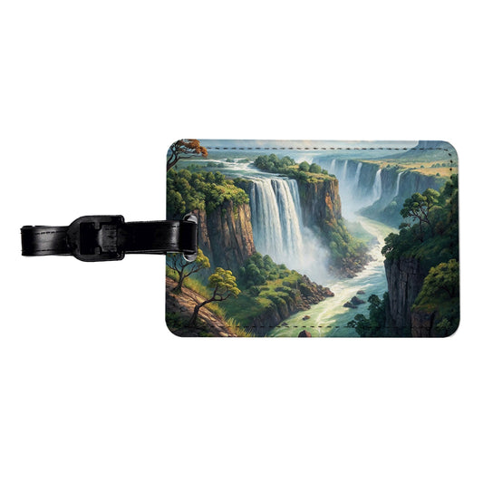 Victoria Falls Zimbabwe Zambia Africa Travel Faux Leather Luggage Tag