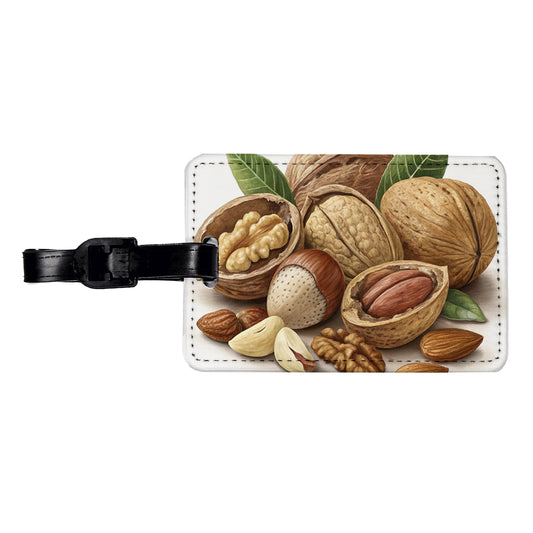 Walnuts Hazelnuts Almonds Brazil Nuts Travel Faux Leather Luggage Tag