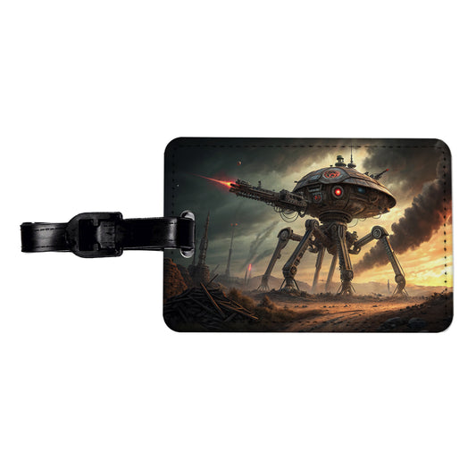 War Of The Worlds Sci-fi Martian War Machine Travel Faux Leather Luggage Tag