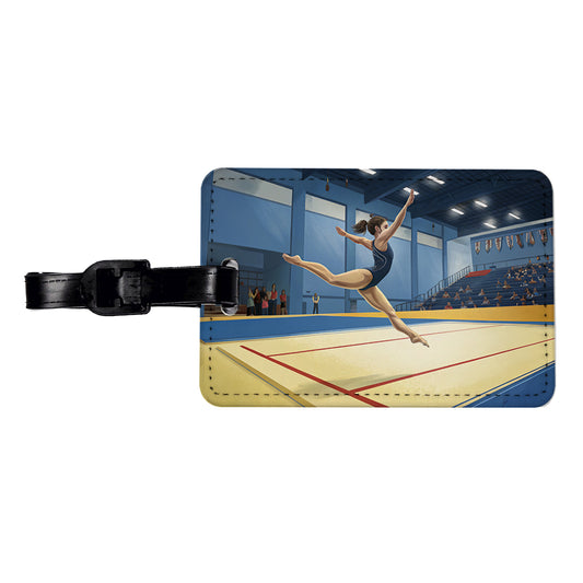 Women's Gymnastics Floor Routine Travel Faux Leather Luggage Tag