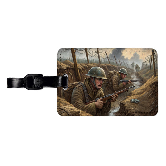 WWI Trench Warfare Allies Western Front Travel Faux Leather Luggage Tag