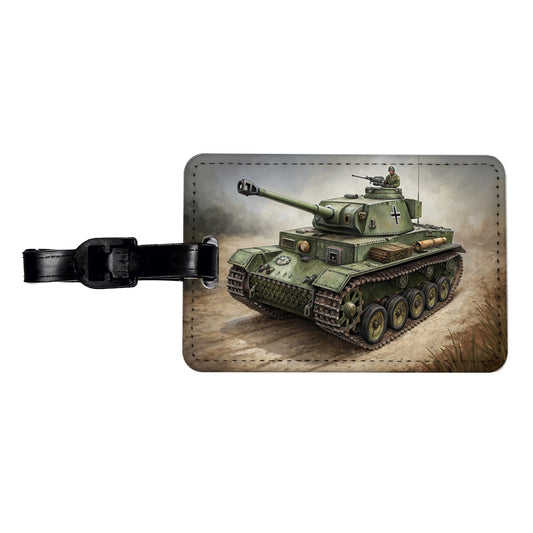 WWII German Panzer IV Tank Travel Faux Leather Luggage Tag