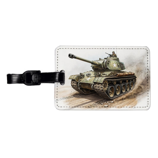 WWII M26 Pershing US Heavy Tank Travel Faux Leather Luggage Tag