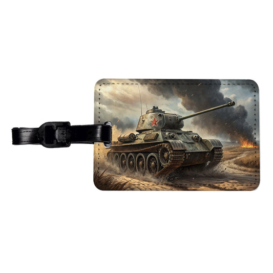 WWII T-34 Russian Medium Tank Travel Faux Leather Luggage Tag