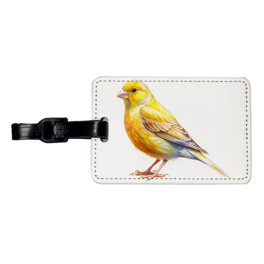 Yellow Canary Bird Watercolor Travel Faux Leather Luggage Tag
