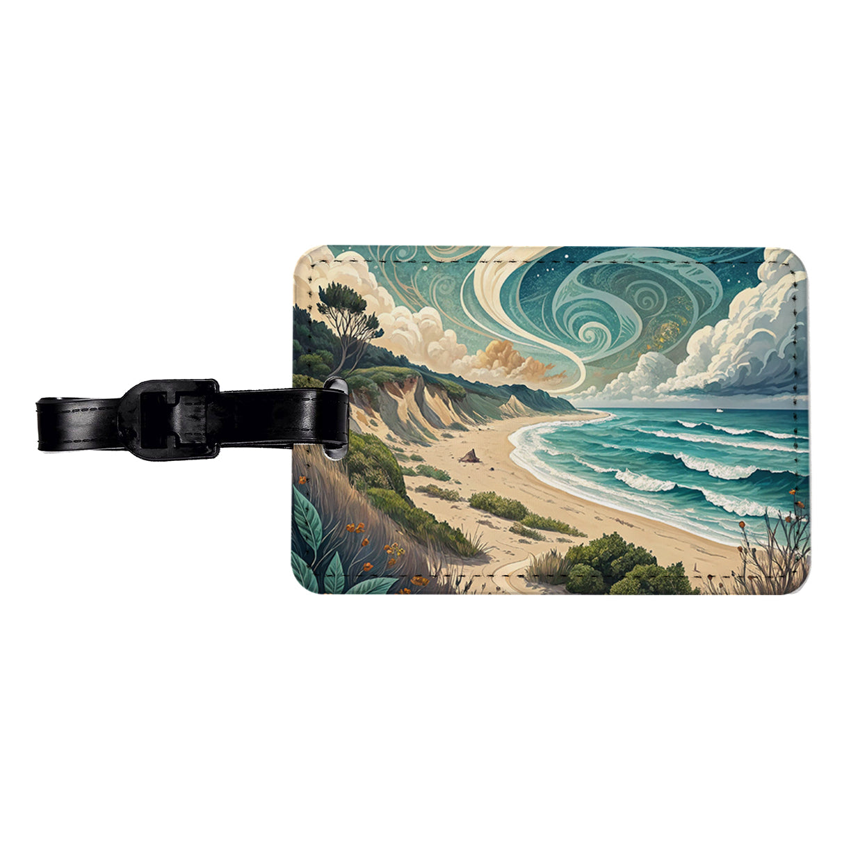 Abstract Beach Shore Landscape Travel Faux Leather Luggage Tag