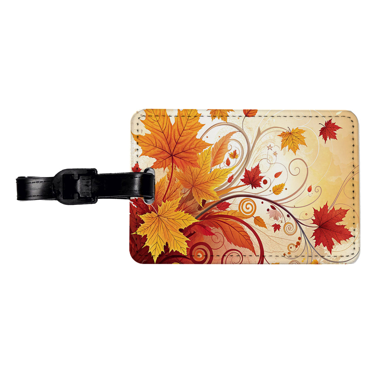 Abstract Fall Autumn Leaves Design Travel Faux Leather Luggage Tag