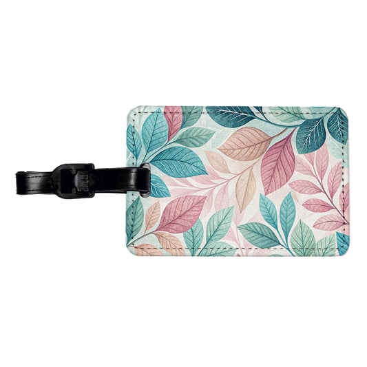 Abstract Pastel Floral Leaves Design Travel Faux Leather Luggage Tag