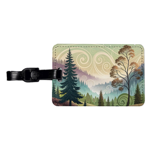 Abstract Pastel Forest Landscape Travel Faux Leather Luggage Tag