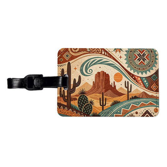 Abstract Southwestern Design Travel Faux Leather Luggage Tag