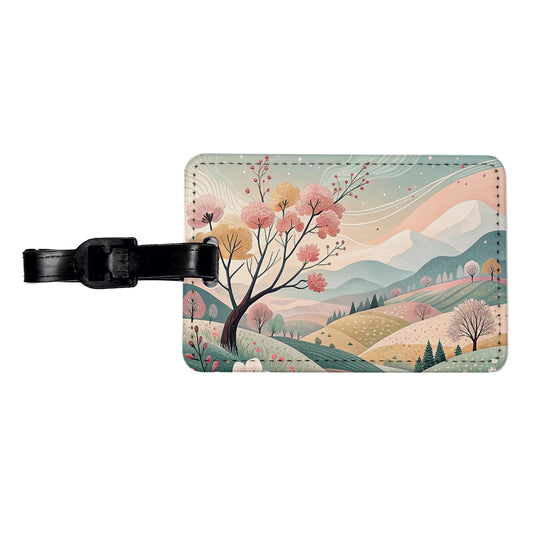 Abstract Spring Landscape Travel Faux Leather Luggage Tag