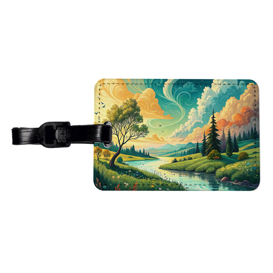 Abstract Summer Landscape Travel Faux Leather Luggage Tag