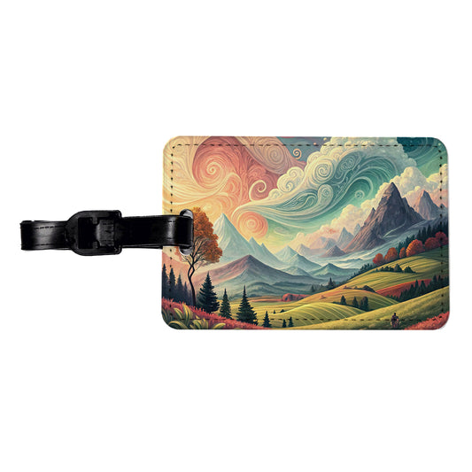 Abstract Tranquil Landscape Travel Faux Leather Luggage Tag