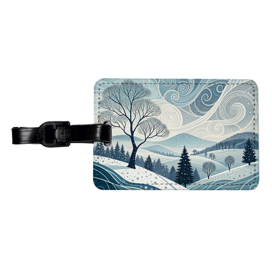 Abstract Winter Landscape Travel Faux Leather Luggage Tag