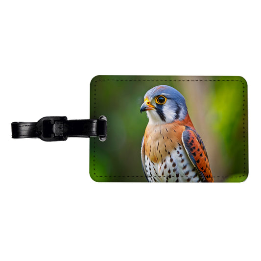 American Kestrel Raptor Bird Of Prey Travel Faux Leather Luggage Tag