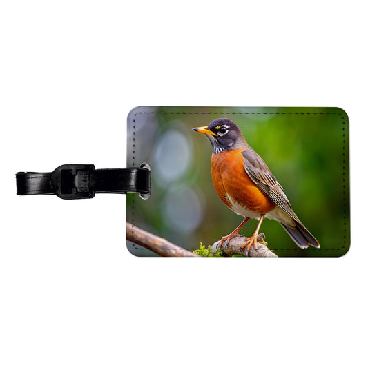 American Robin Backyard Bird Travel Faux Leather Luggage Tag