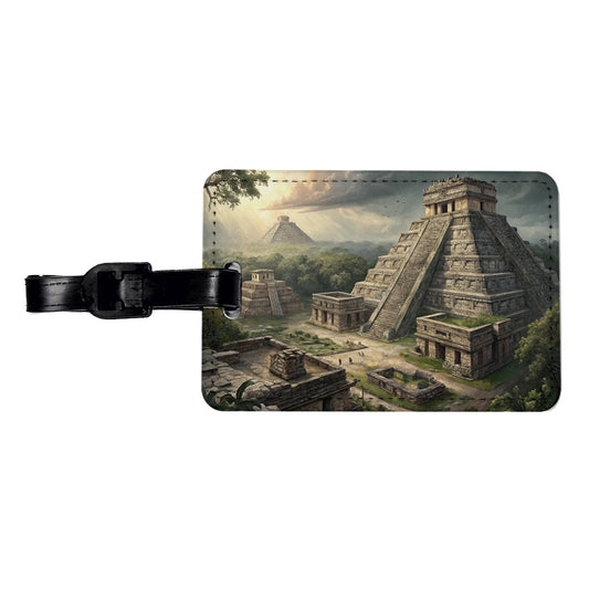 Ancient Maya Temples Step Pyramids Travel Faux Leather Luggage Tag