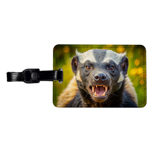 Angry Honey Badger Travel Faux Leather Luggage Tag