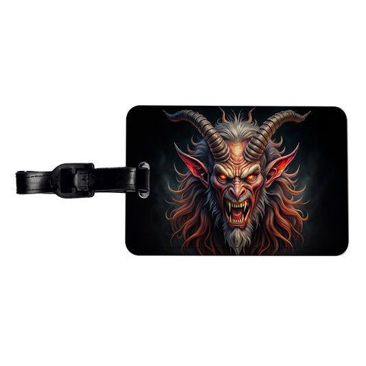 Angry Krampus Christmas Watercolor Travel Faux Leather Luggage Tag