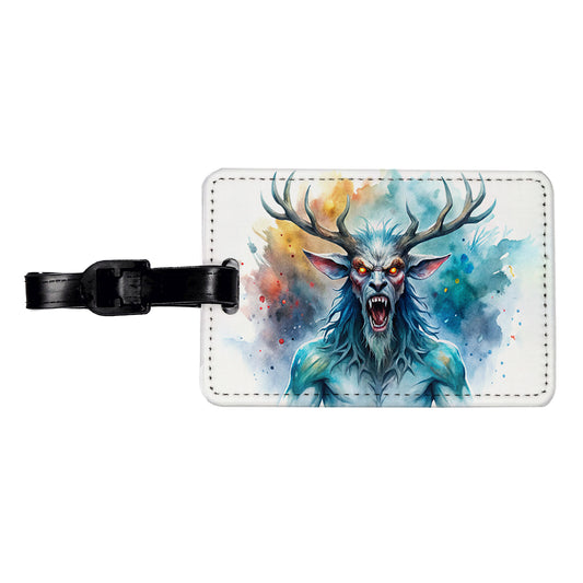 Angry Wendigo Algonquian Folklore Monster Watercolor Travel Faux Leather Luggage Tag