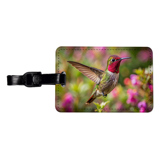 Anna's Hummingbird Backyard Bird Travel Faux Leather Luggage Tag