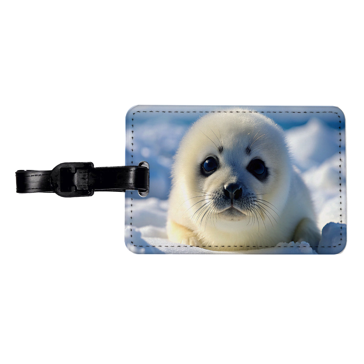 Baby Harp Seal Travel Faux Leather Luggage Tag