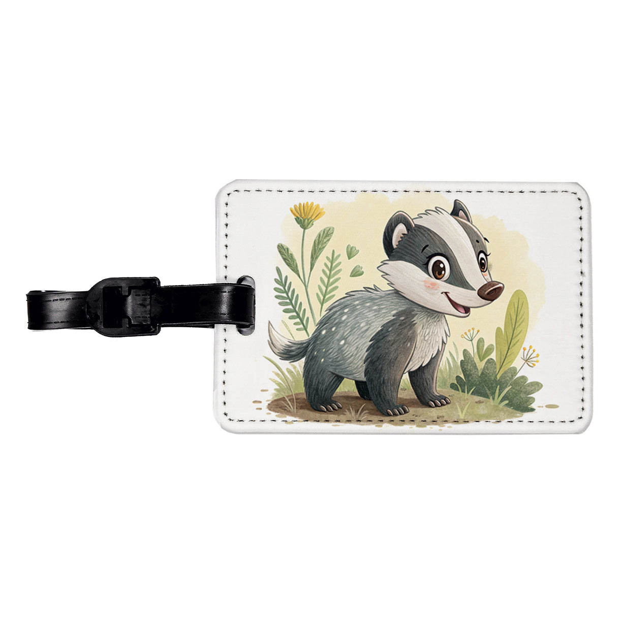 Badger Children's Illustration Style Travel Faux Leather Luggage Tag
