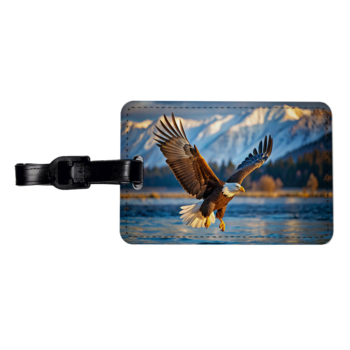 Bald Eagle Flying Raptor Bird Of Prey Travel Faux Leather Luggage Tag