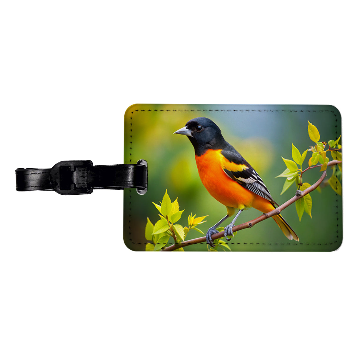 Baltimore Oriole Backyard Bird Travel Faux Leather Luggage Tag