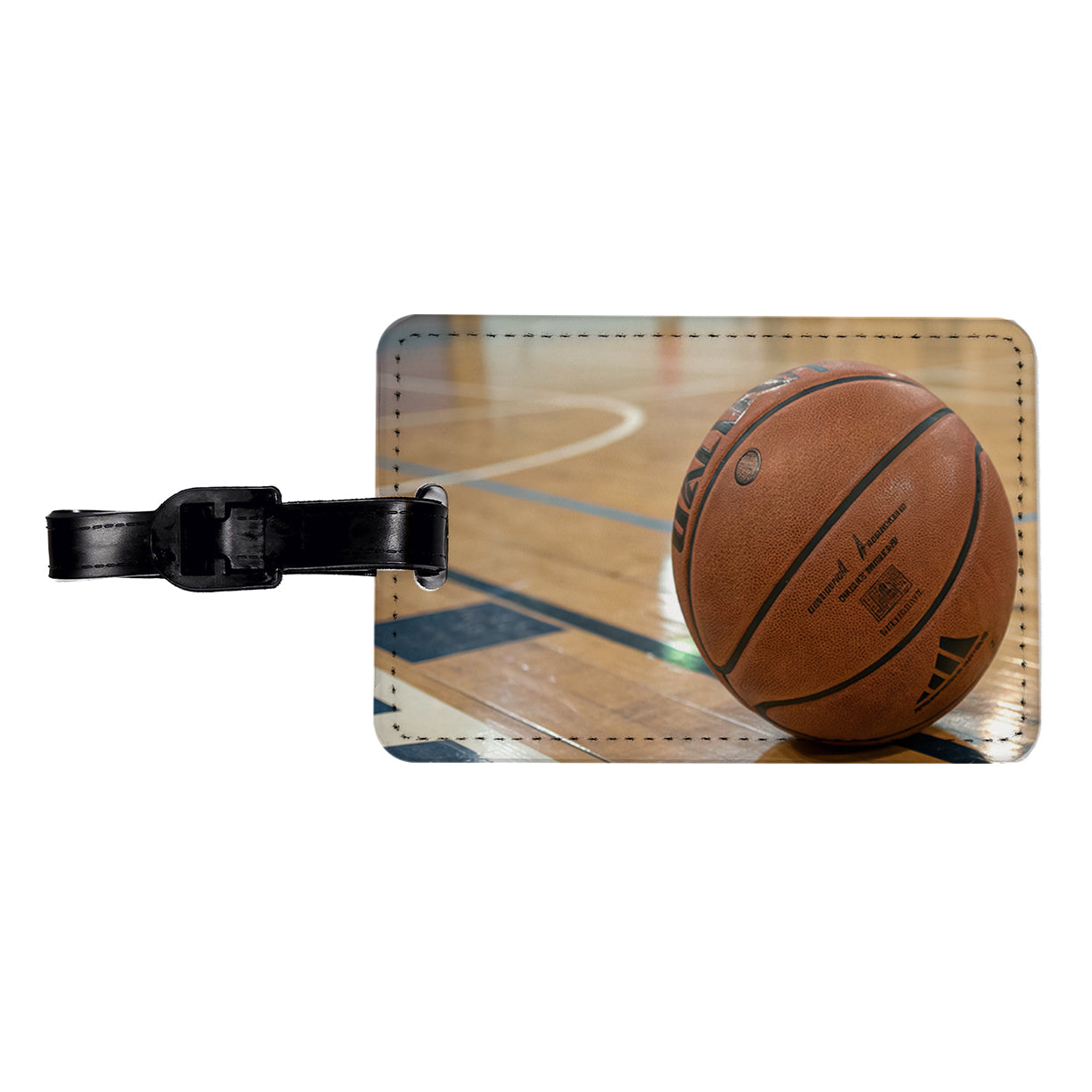 Basketball on Court Travel Faux Leather Luggage Tag