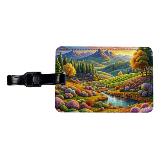 Beautiful Colorful Pastel Landscape Travel Faux Leather Luggage Tag