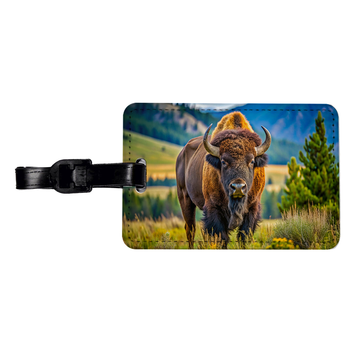 Bison Buffalo Travel Faux Leather Luggage Tag