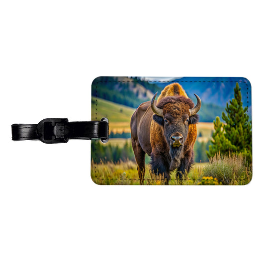Bison Buffalo Travel Faux Leather Luggage Tag