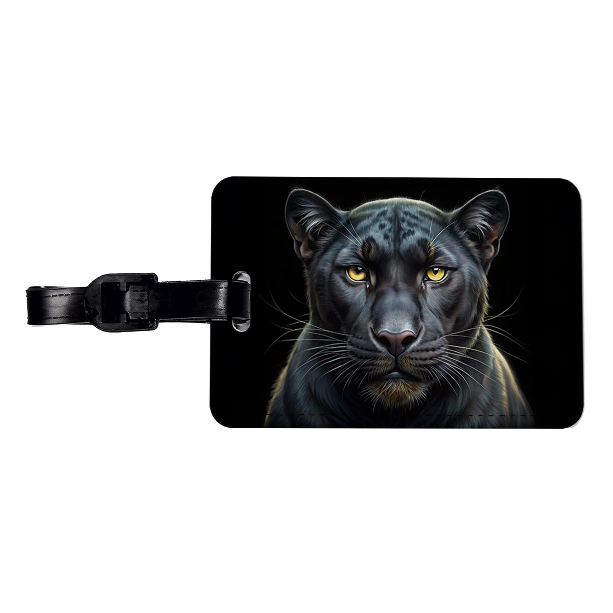 Black Panther Face Art Travel Faux Leather Luggage Tag