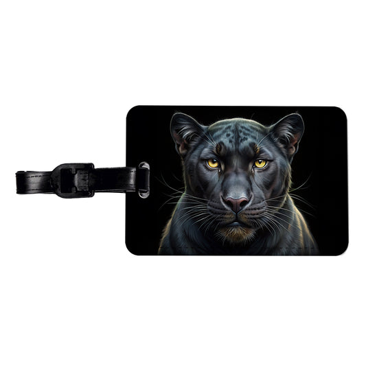 Black Panther Face Art Travel Faux Leather Luggage Tag