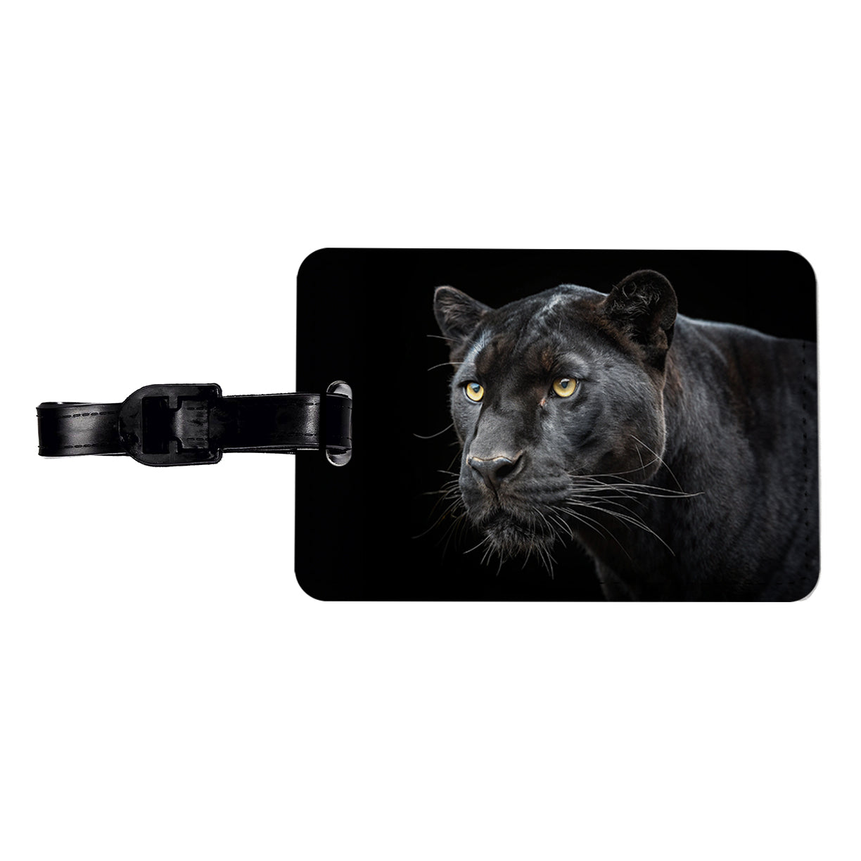 Black Panther Face Travel Faux Leather Luggage Tag