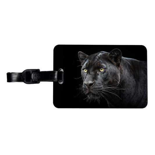 Black Panther Face Travel Faux Leather Luggage Tag