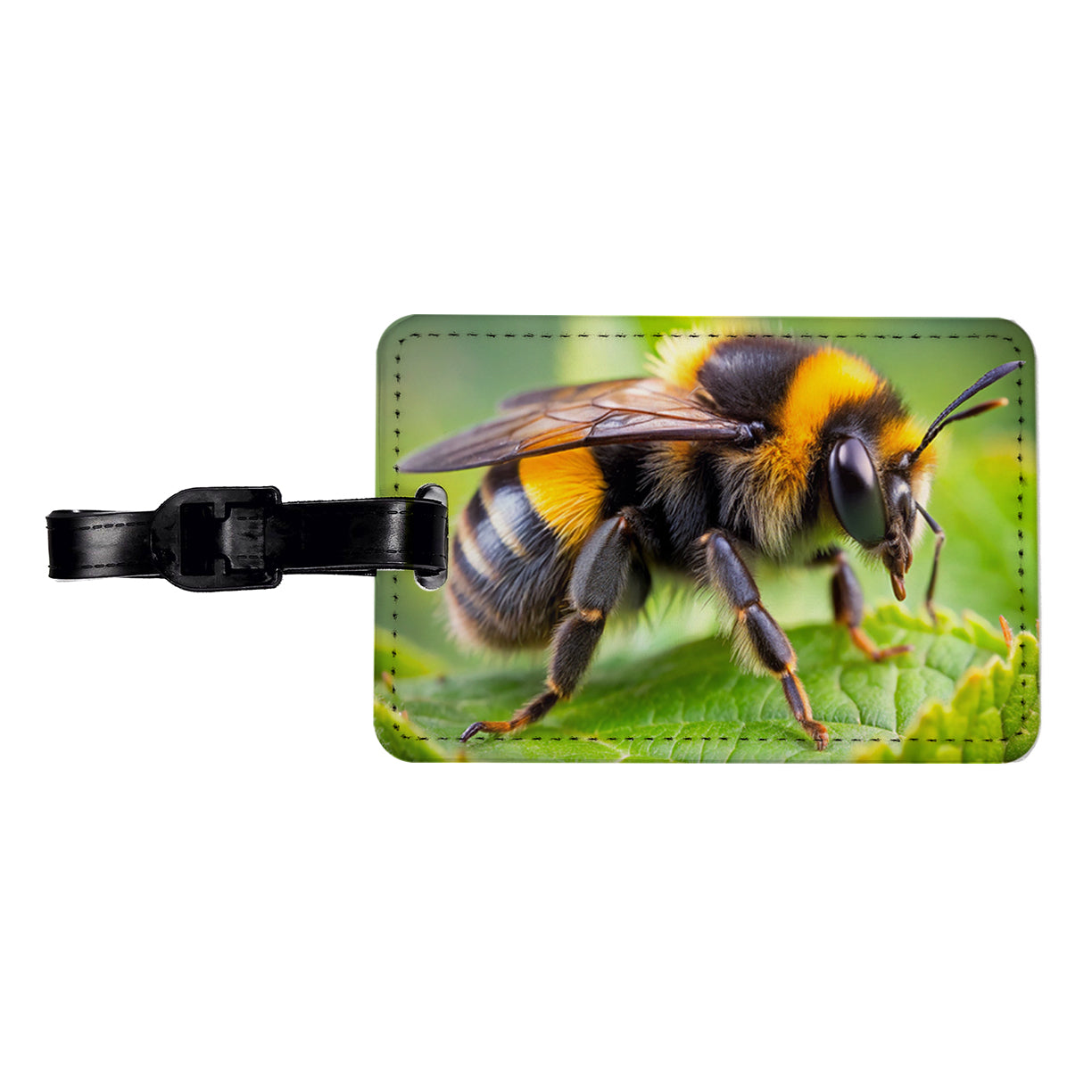 Bumblebee Bee on Leaf Travel Faux Leather Luggage Tag