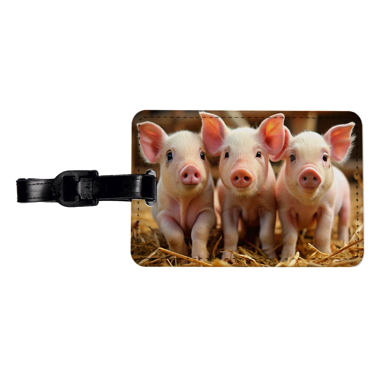 Bunch of Pink Baby Pigs Travel Faux Leather Luggage Tag
