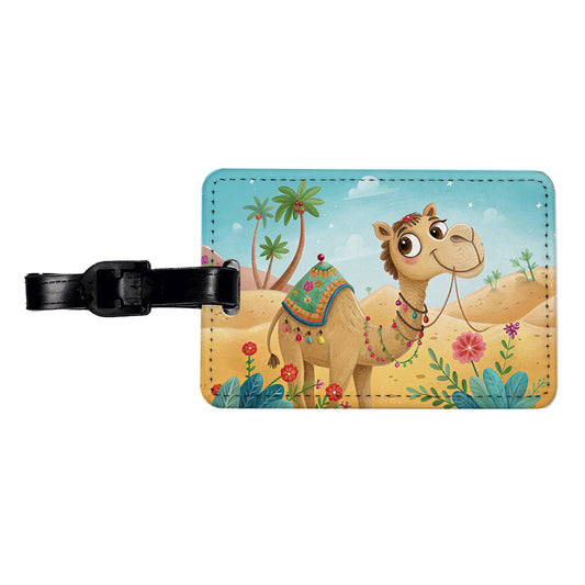 Camel Children's Illustration Style Travel Faux Leather Luggage Tag