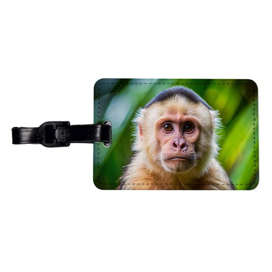 Capuchin Monkey Travel Faux Leather Luggage Tag