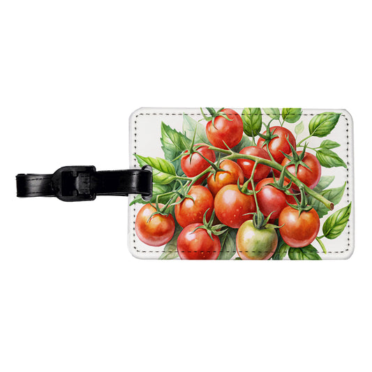 Cherry Tomatoes On The Vine Watercolor Travel Faux Leather Luggage Tag