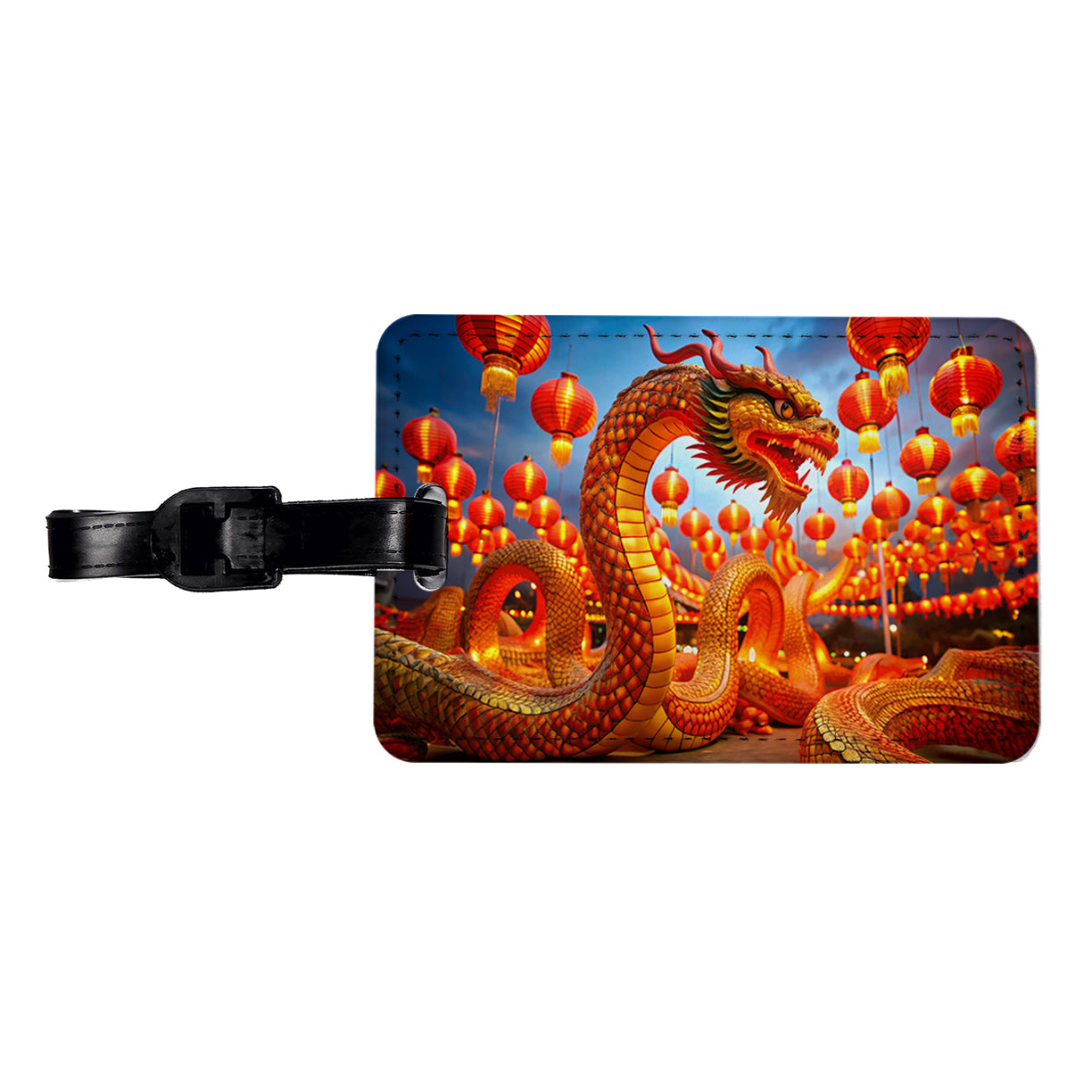 Chinese Lunar New Year Celebration Travel Faux Leather Luggage Tag