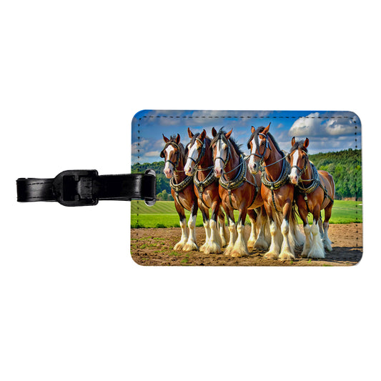 Clydesdale Horses Travel Faux Leather Luggage Tag