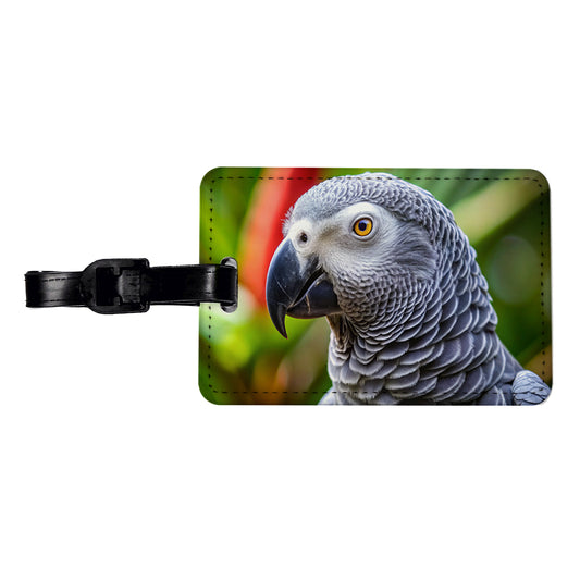 Congo African Grey Parrot Bird Travel Faux Leather Luggage Tag