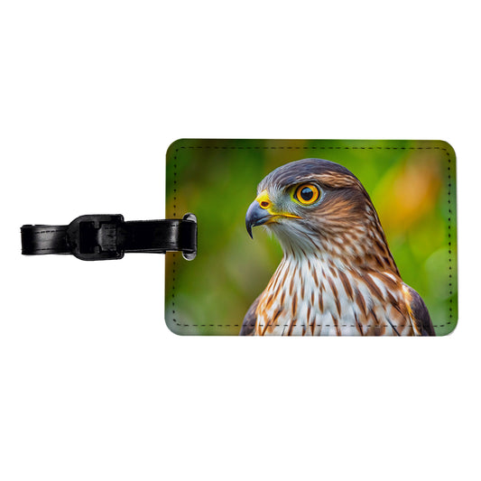 Cooper's Hawk Raptor Bird Of Prey Travel Faux Leather Luggage Tag